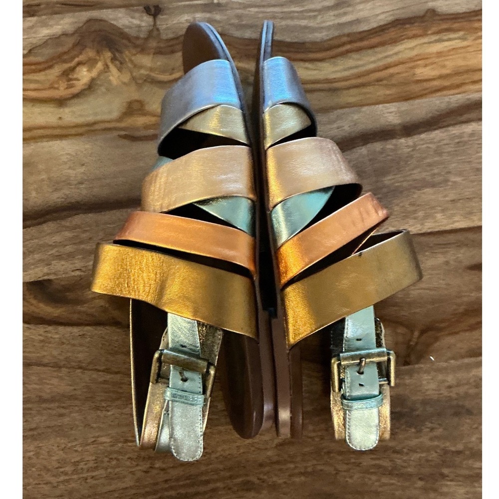 See By Chloe Nappa Laminata Metallic Leather Strappy Sandals Sz 38 Anthropologie - Picture 8 of 10